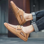 Men's summer hollow leather casual shoes, view 2 - MRSLM