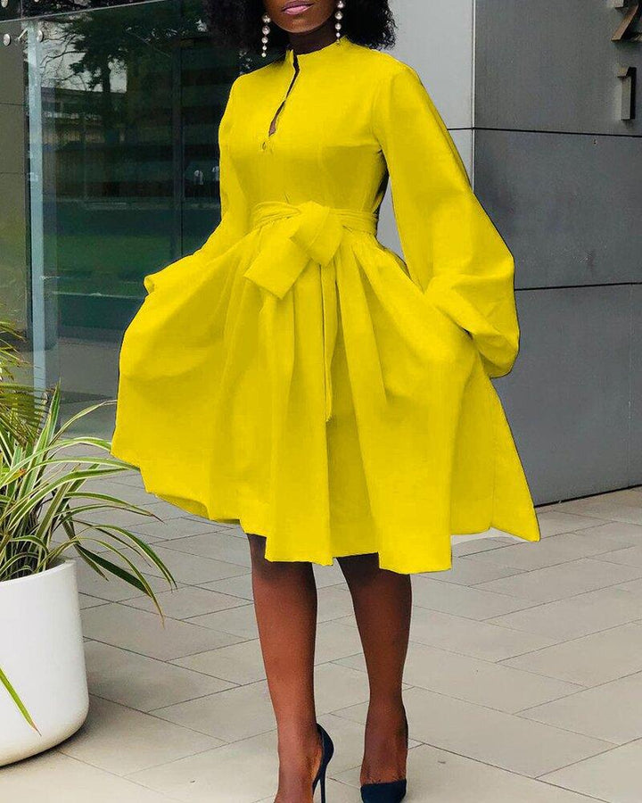 Plus Size Fashion Casual Solid Color Lantern Sleeve Tutu Skirt - MRSLM
