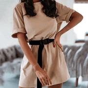 casual solid color dress, view 6 - MRSLM