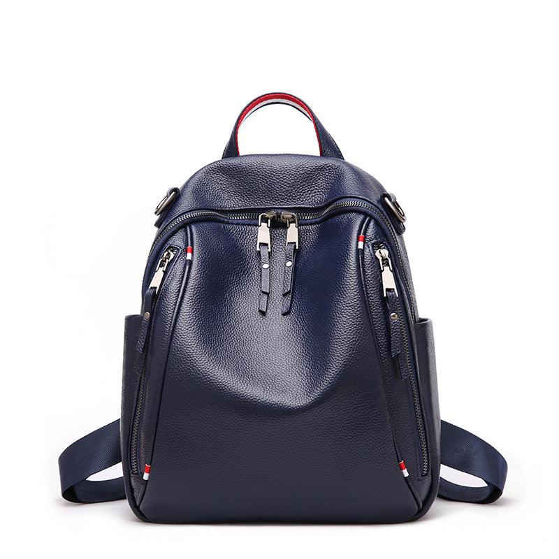 cowhide leather travel backpack, view 3 - MRSLM