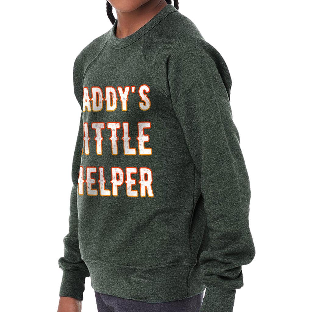Daddy's Little Helper Kids' Raglan Sweatshirt - Cute Sponge Fleece Sweatshirt - Printed Sweatshirt - MRSLM