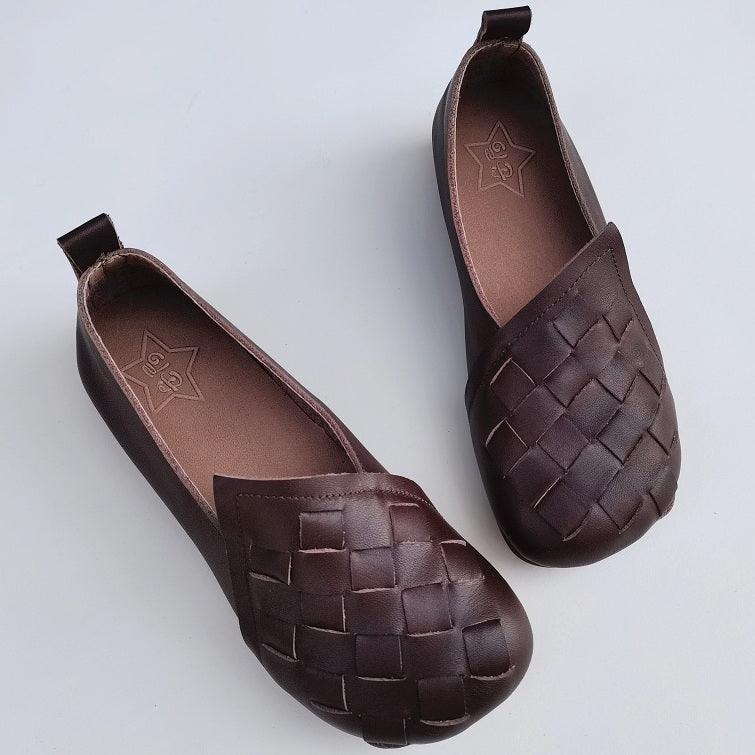Leather Woven Retro Women's Shoes All-match Casual