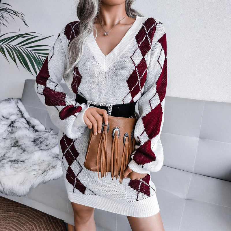 College style plaid sweater dress, view 4 - MRSLM