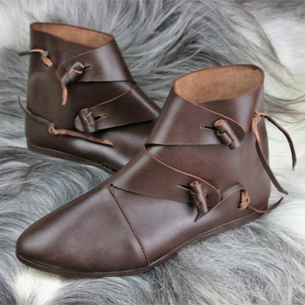 Men's retro lace-up fringed boots - MRSLM