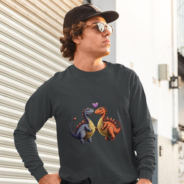 Love Couple Sweatshirt - Dinosaur Print Crewneck Sweatshirt - Printed Sweatshirt - MRSLM