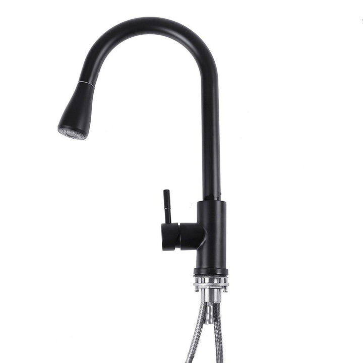 Kitchen Stainless Steel Pull-Out Faucet Tap Mixer Spout Finish Brushed Swivel Spray - MRSLM