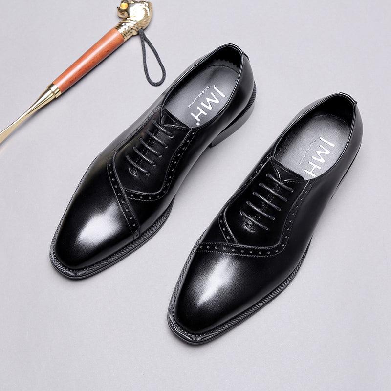 Men's carved pointed dress shoes, view 2 - MRSLM