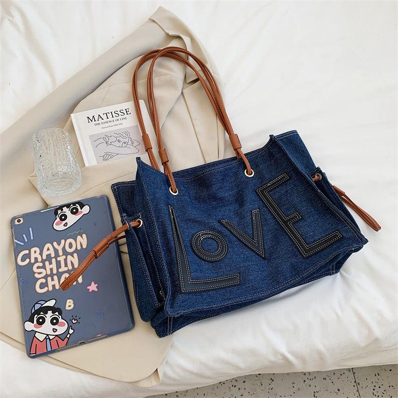 simple letters one-shoulder bucket bag, view 4 - MRSLM