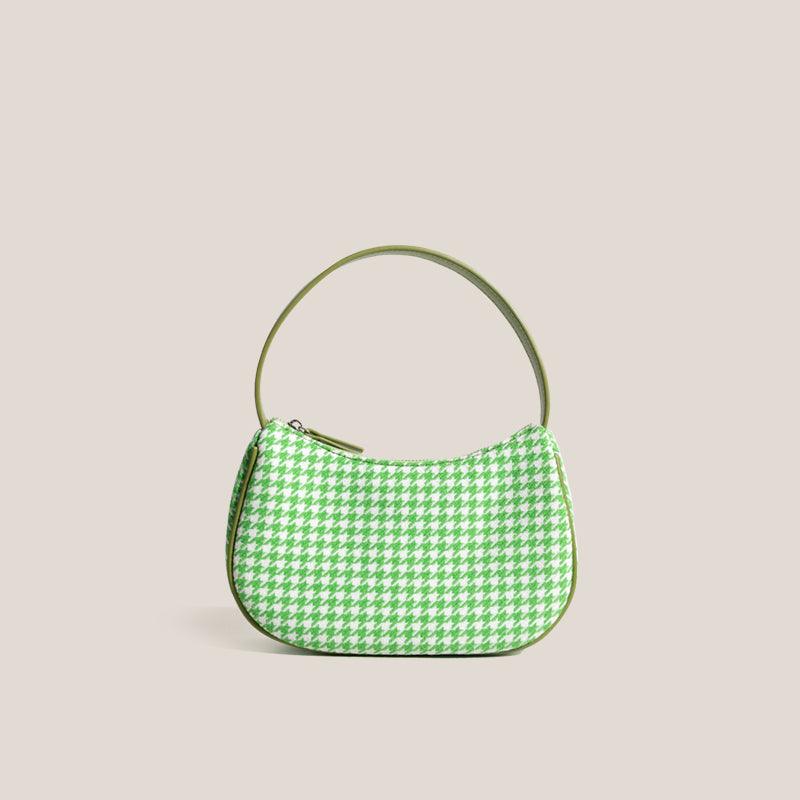 Niche Design Half Moon Shape Stitching Shoulder Bag Lattice Armpit Bag Fashion Baguette Bag Women - MRSLM