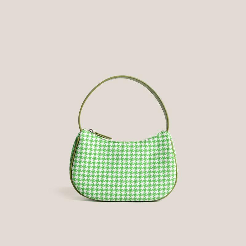 half-moon check canvas shoulder bag, view 6 - MRSLM