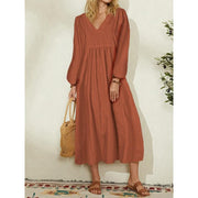 Women's cotton loose lantern sleeve dress, view 2 - MRSLM