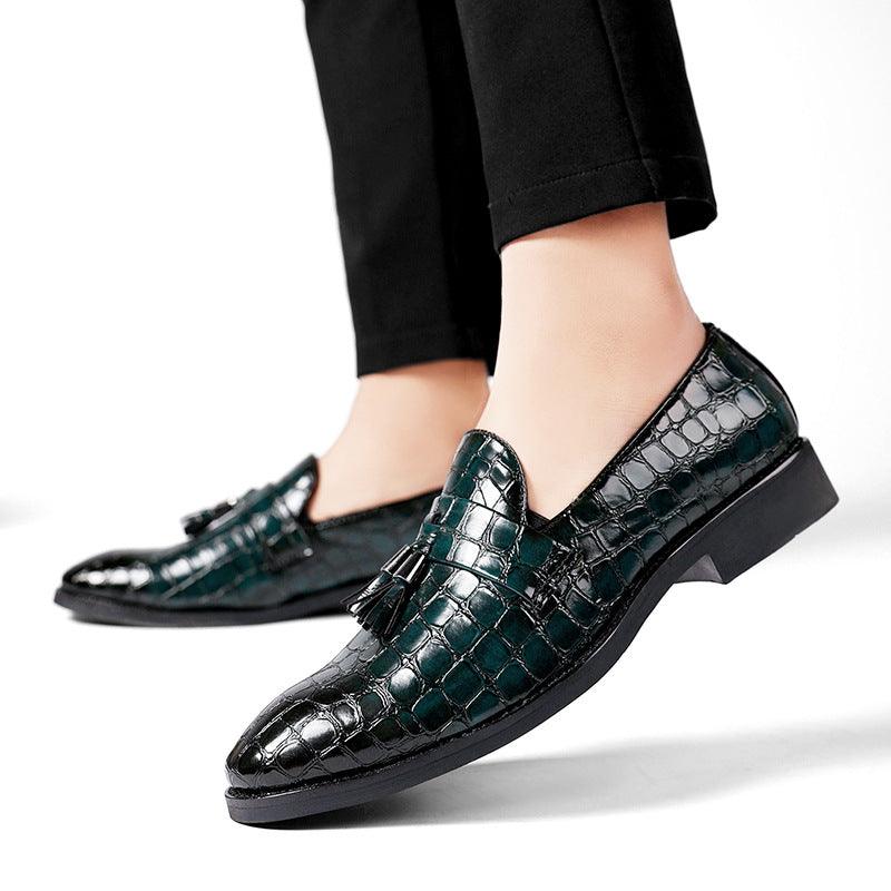 Men's vintage pointed toe snake pattern shoes, view 2 - MRSLM